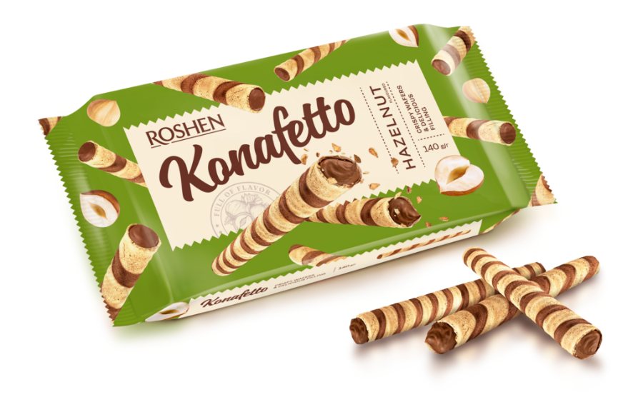 Roshen Konafetto wafer rolls with nut filling