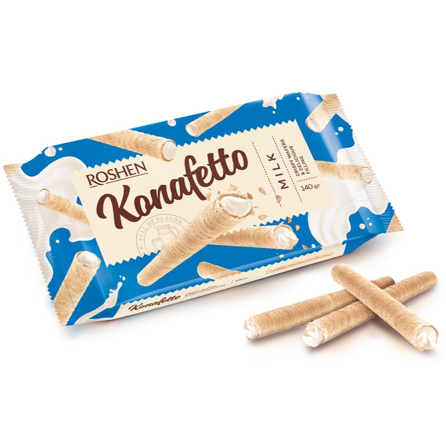 Roshen Konafetto wafer rolls with milk filling