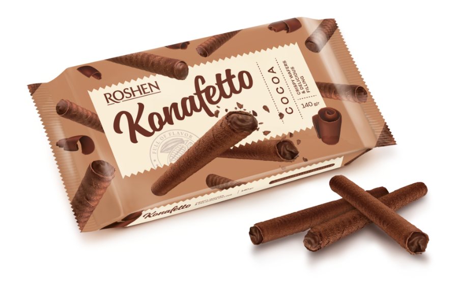 Roshen Konafetto cocoa wafer rolls with cocoa cream