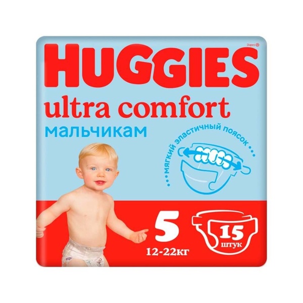 Huggies Ultra Comfort diapers for boys, size 5 (12–22 kg)